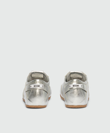 Sneakers super flat in argento metallizzato