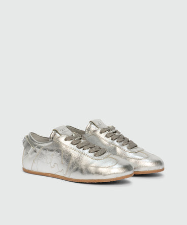 Sneakers super flat in argento metallizzato