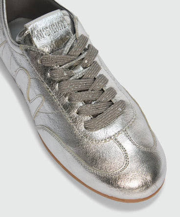 Sneakers super flat in argento metallizzato