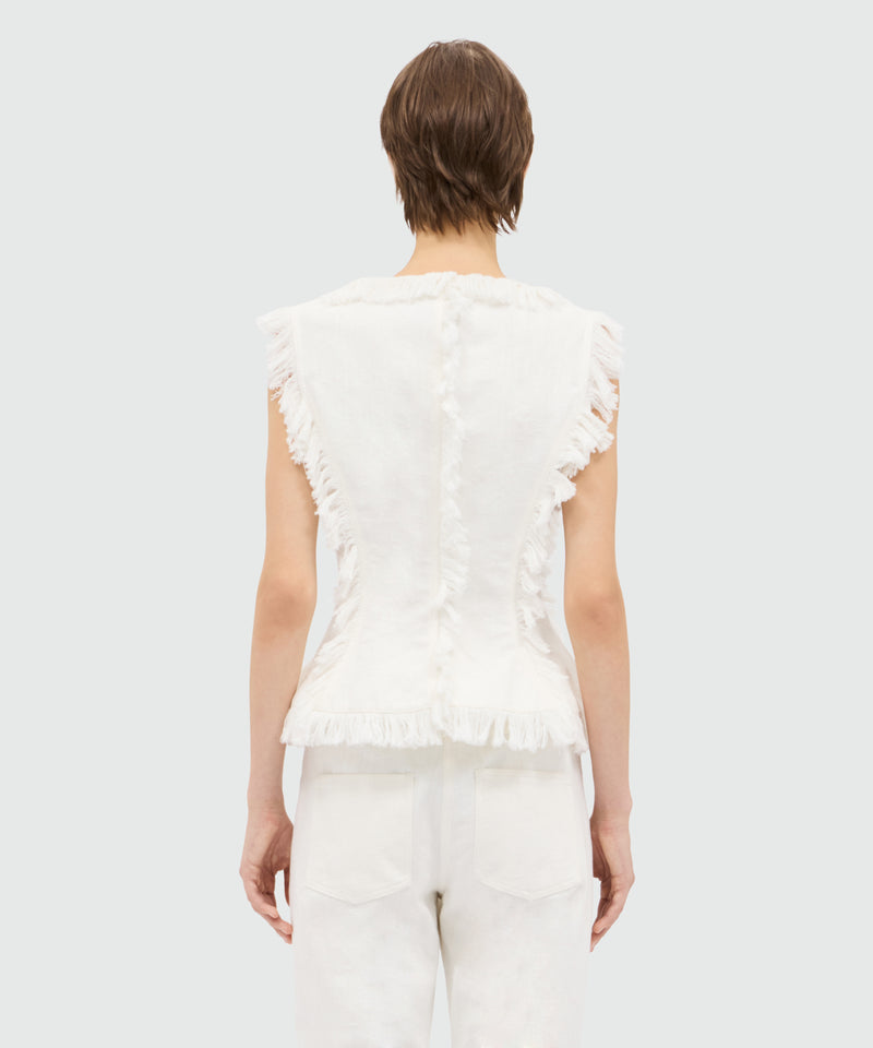 White frayed raw cotton top. 02 Donna 