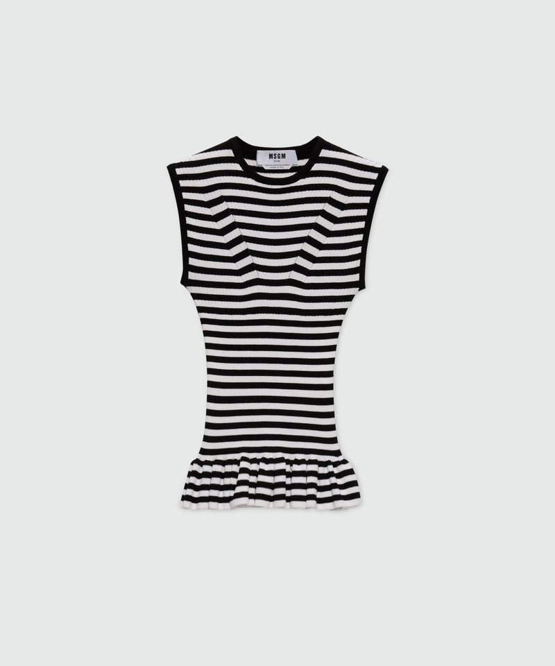 White and black striped knit top. 99 Donna 