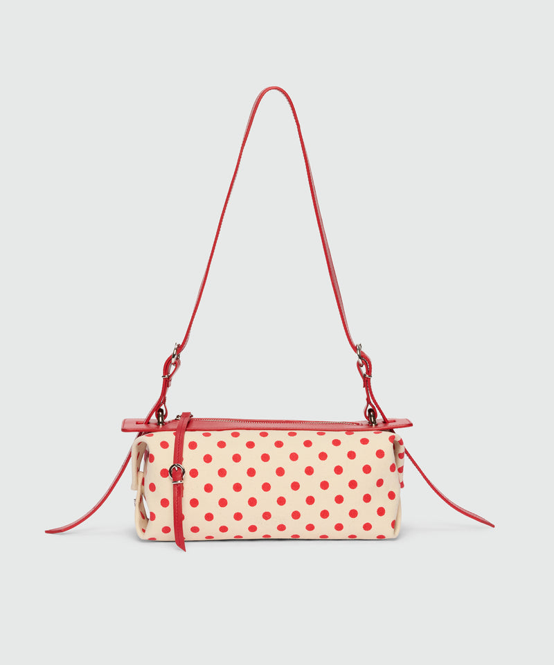 Small bowling bag in striped and polka dot print canvas. 18 Donna 