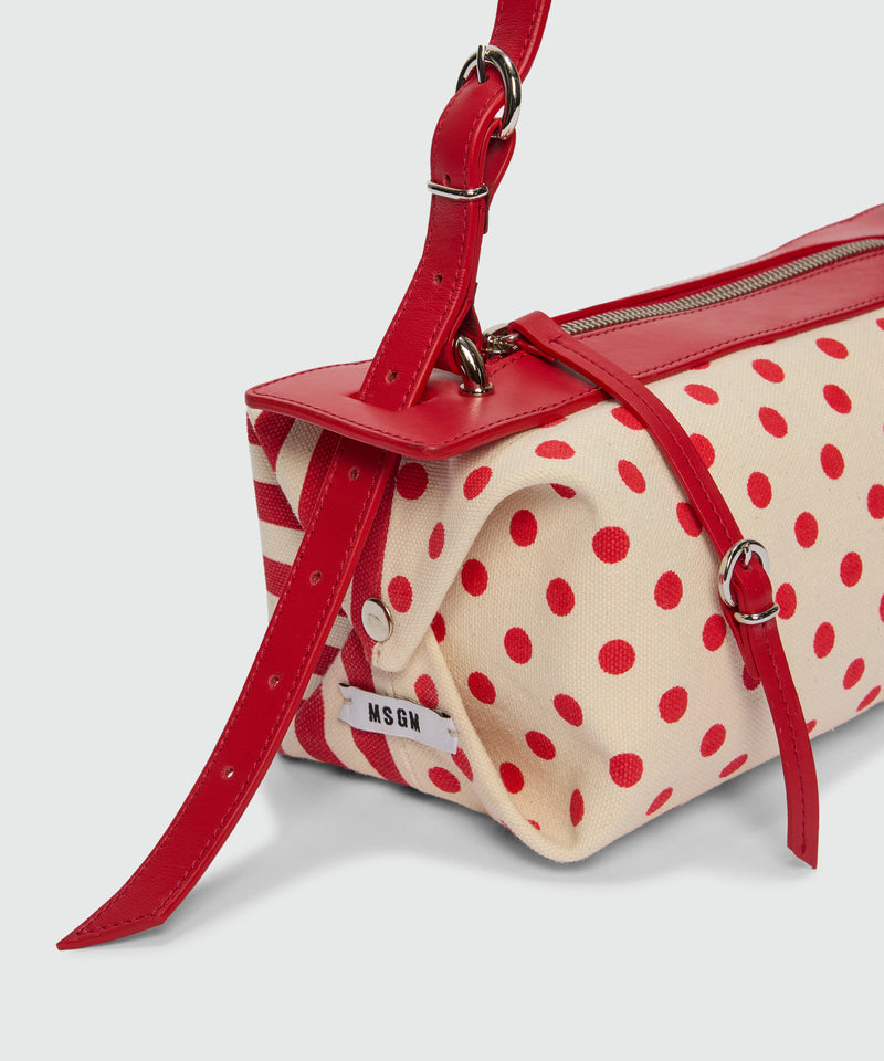 Small bowling bag in striped and polka dot print canvas. 18 Donna 