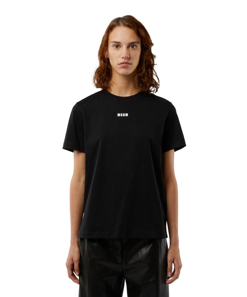 Cotton T-shirt with micro logo BLACK Women 