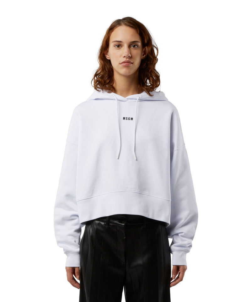 Cotton sweatshirt with hood and micro logo WHITE Women 