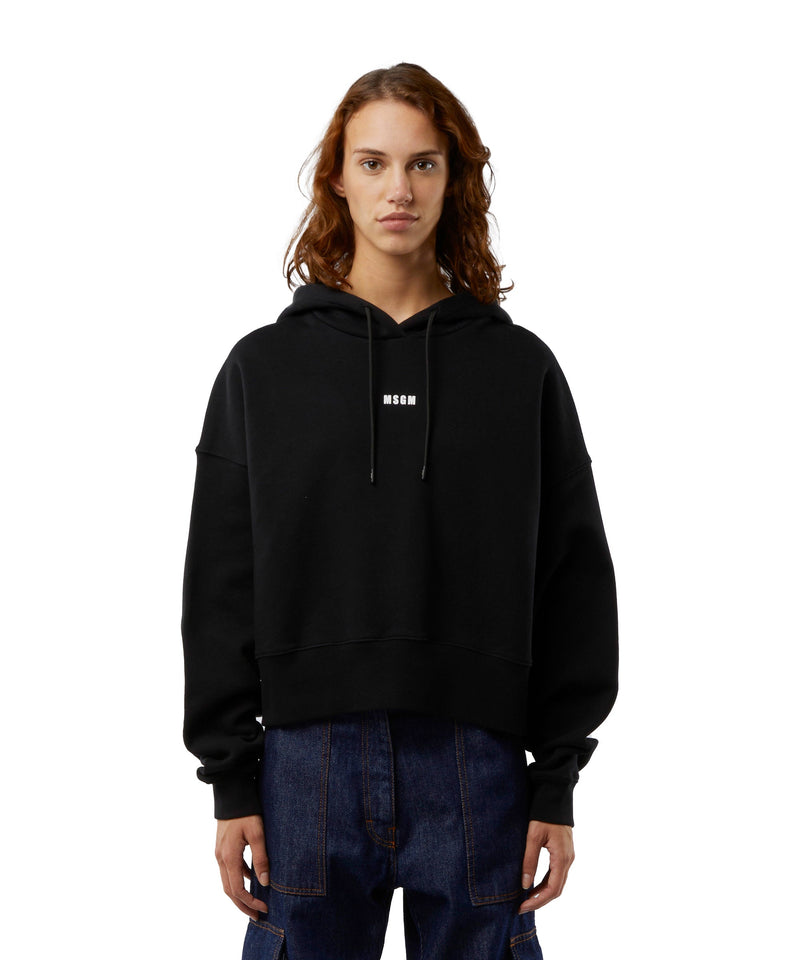 Cotton sweatshirt with hood and micro logo BLACK Women 