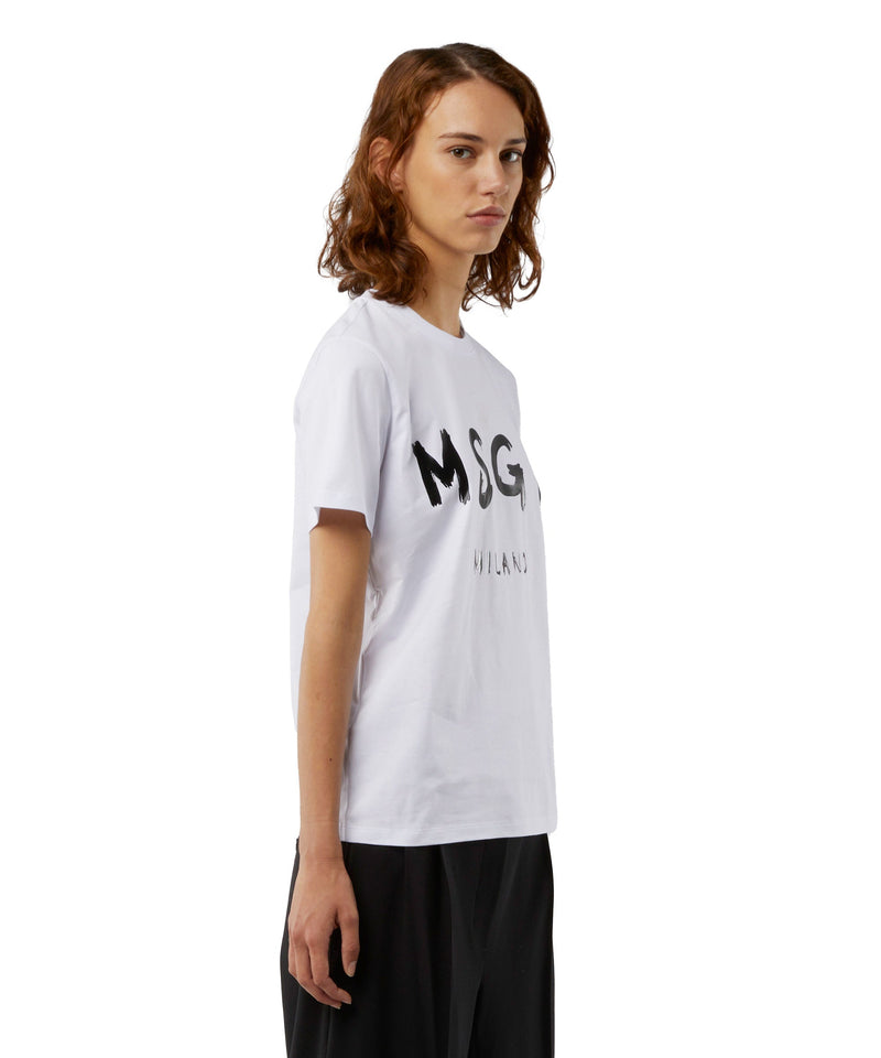 Cotton T-shirt in solid colour with logo WHITE Women 