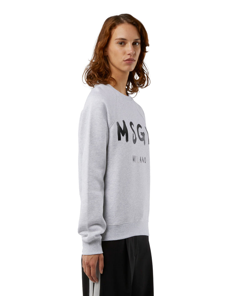 Crew neck cotton sweatshirt with a brushed logo GREY Women 