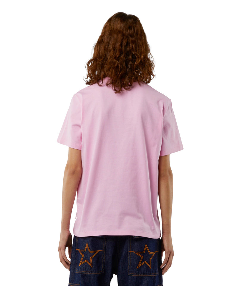 Crew neck T-shirt with MSGM box logo PINK Women 