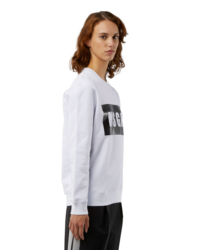 Crew neck cotton sweatshirt in a solid colour WHITE Women 