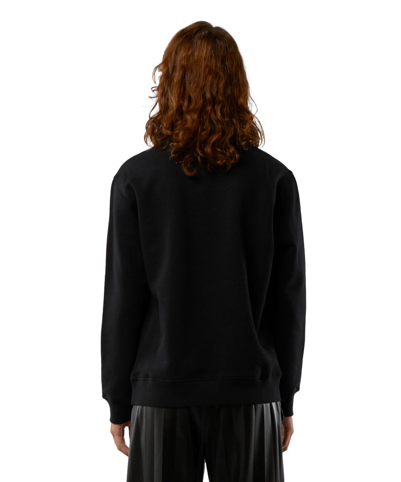 Crew neck cotton sweatshirt in a solid colour BLACK Women 