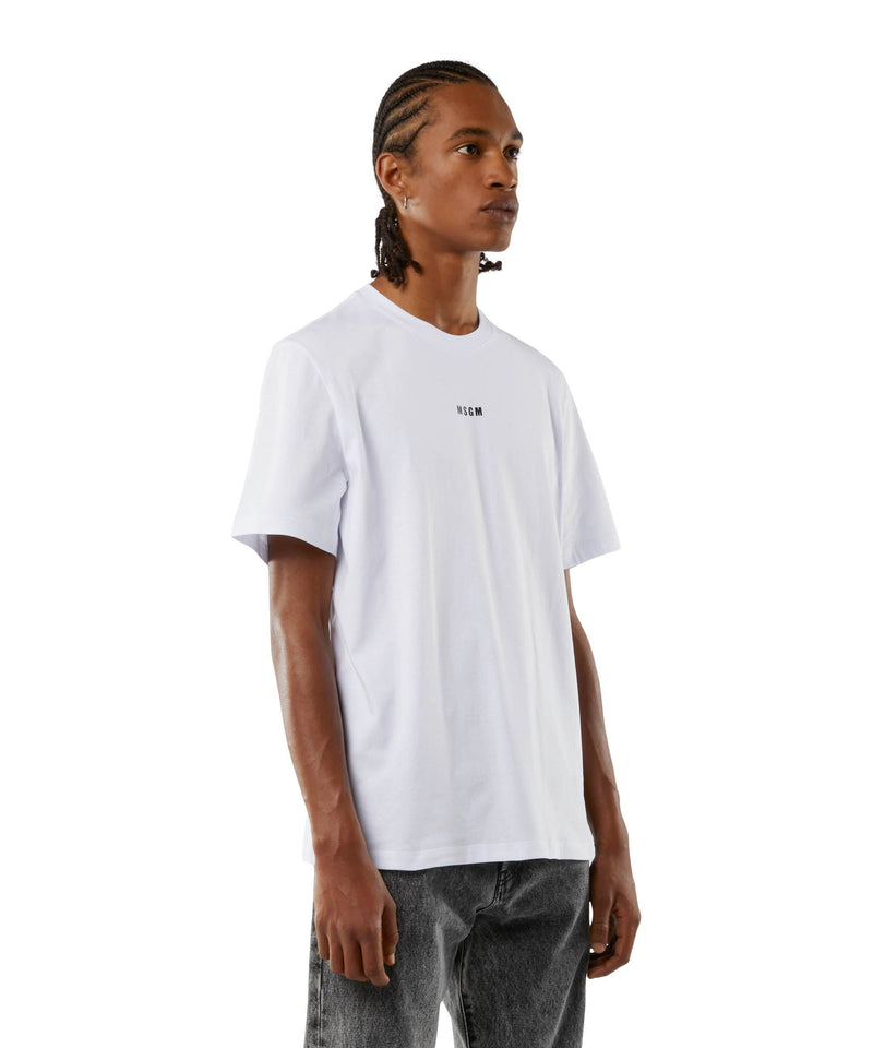 Round neck cotton T-shirt with micro logo WHITE Men 