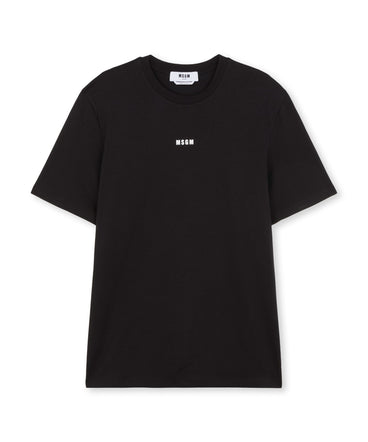 Round neck cotton T-shirt with micro logo