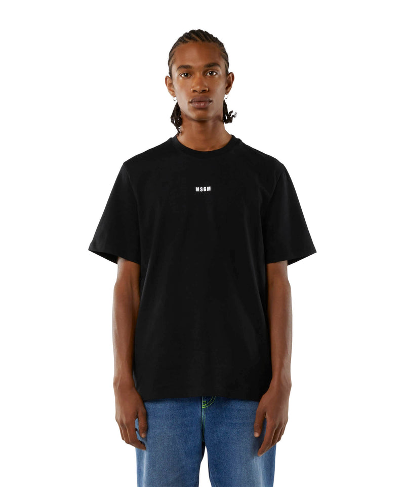 Round neck cotton T-shirt with micro logo BLACK Men 