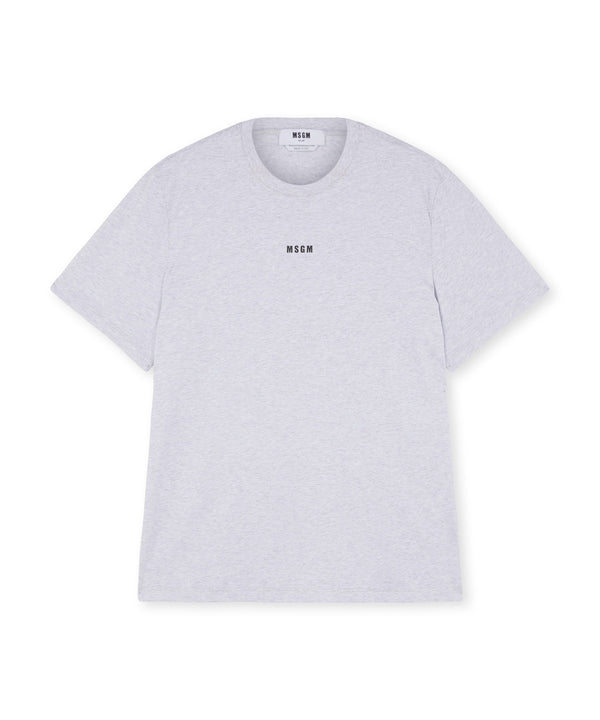 Round neck cotton T-shirt with micro logo