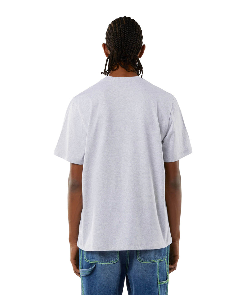 Round neck cotton T-shirt with micro logo GREY Men 