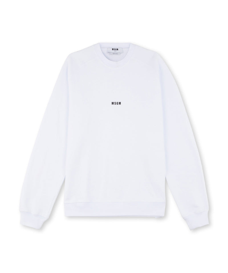 Crew neck cotton sweatshirt with a micro logo WHITE Men 