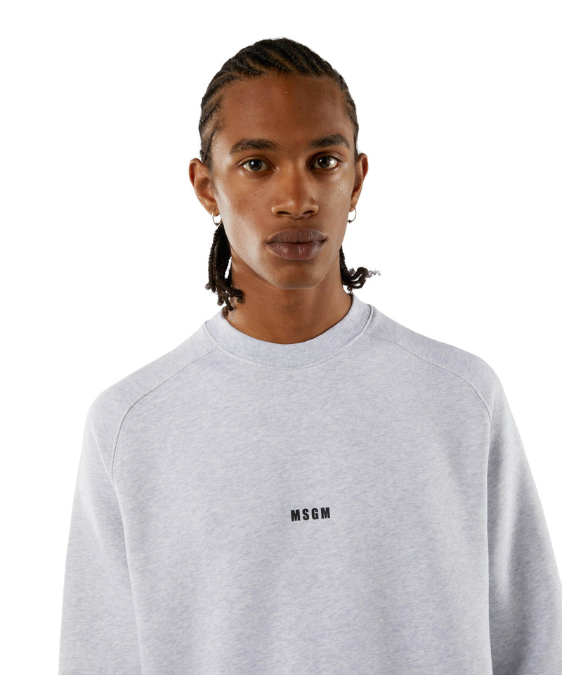 Crew neck cotton sweatshirt with a micro logo GREY Men 