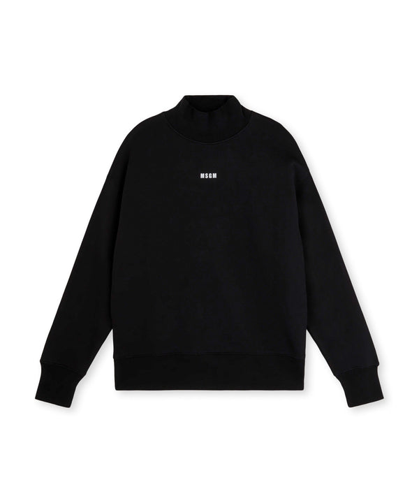 Cotton turtleneck sweatshirt with micro logo