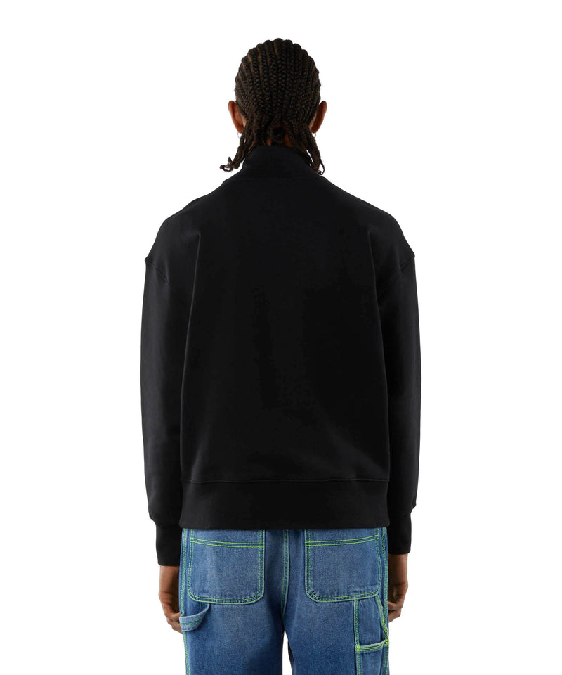 Cotton turtleneck sweatshirt with micro logo BLACK Men 