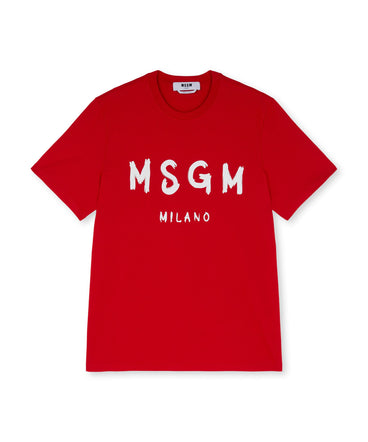T-shirt in cotone con logo pennellato