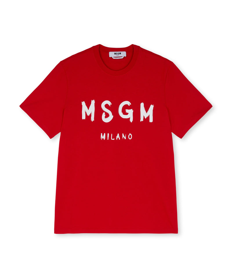 T-shirt in cotone con logo pennellato ROSSO Uomo 