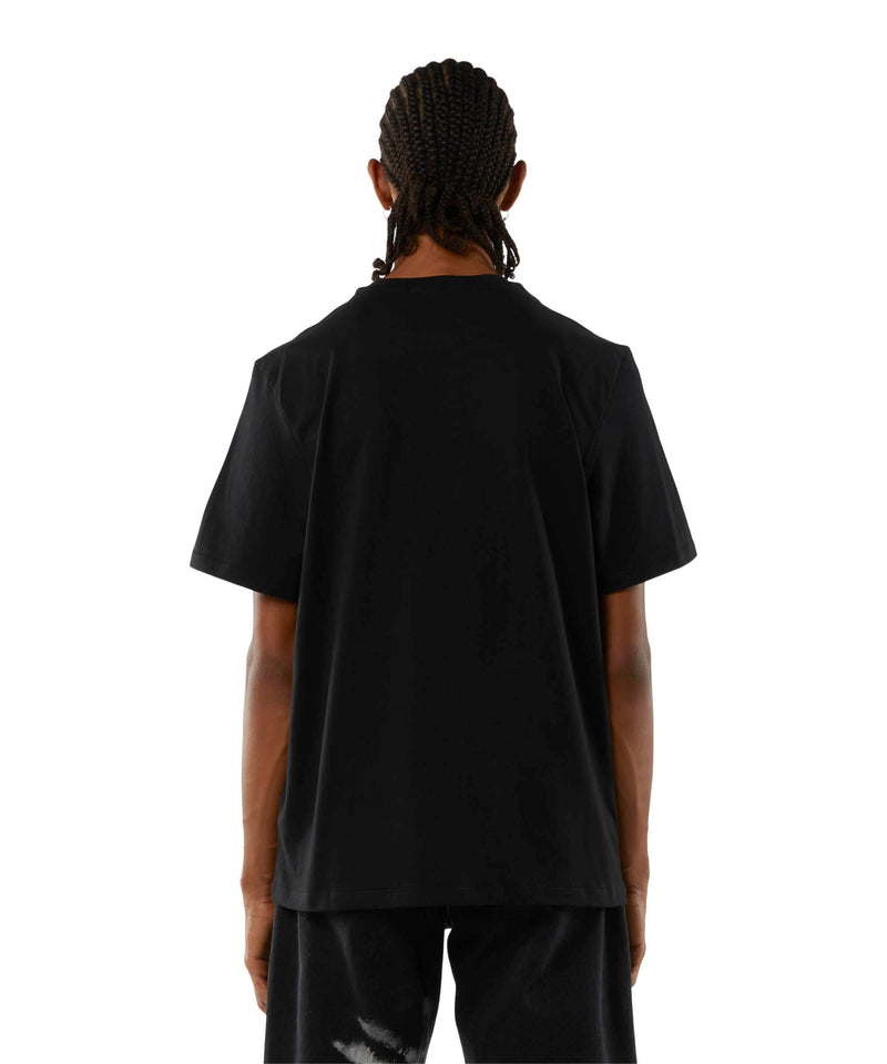 Cotton T-shirt with brushed logo BLACK Men 