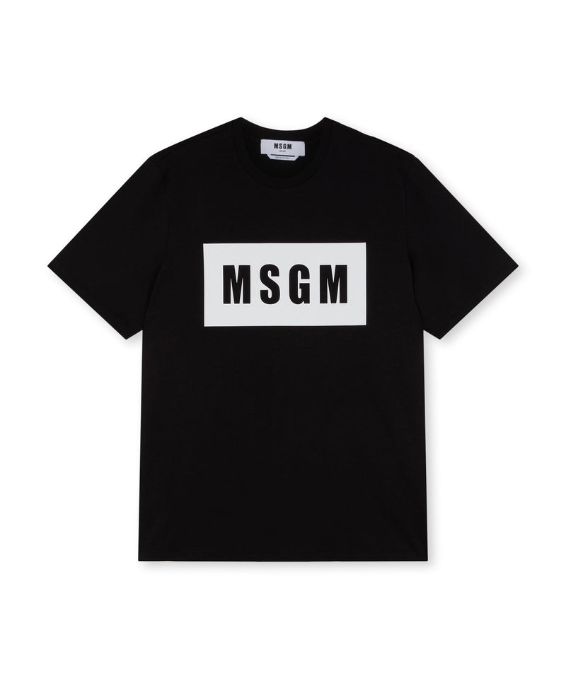 Cotton T-shirt with box logo BLACK Men 