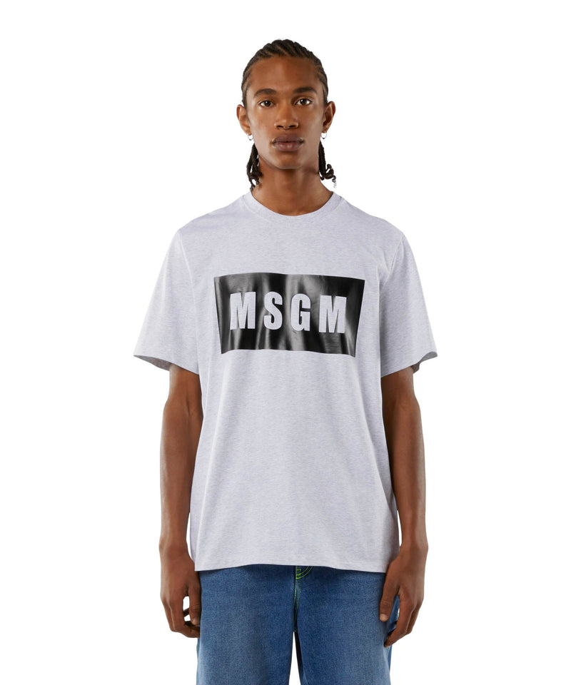 Cotton T-shirt with box logo GREY Men 