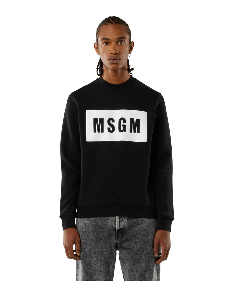 Solid colour cotton sweatshirt with a box logo - MSGM Official
