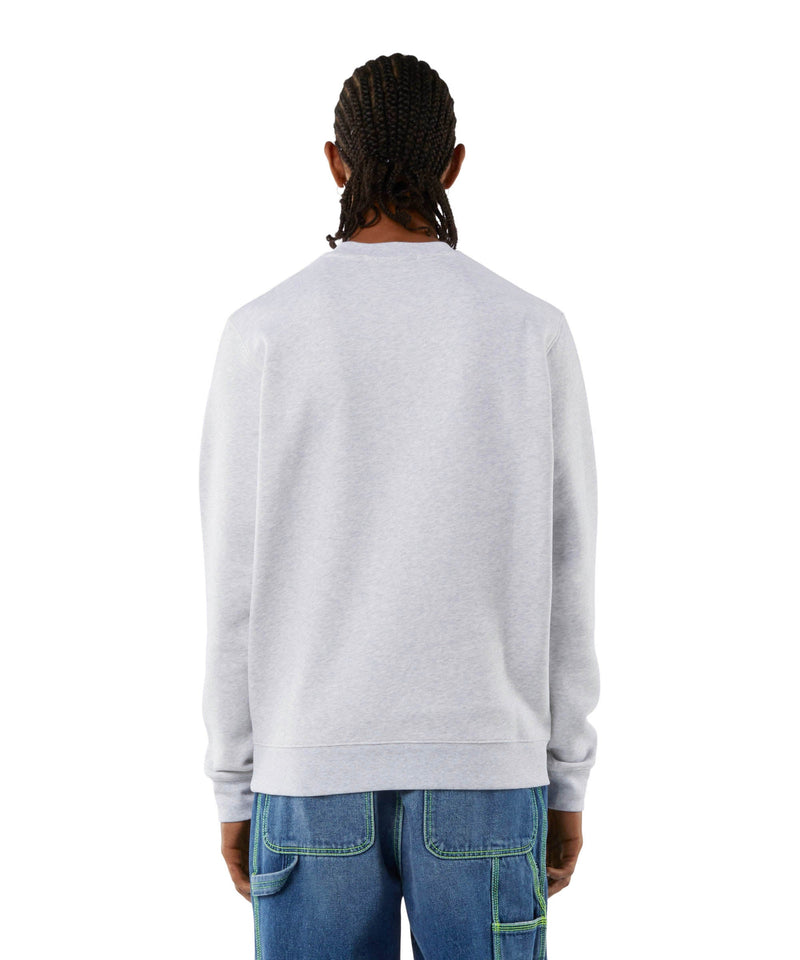 Solid colour cotton sweatshirt with a box logo GREY Men 