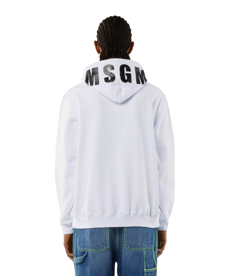 Cotton sweatshirt with a maxi logo on the hood WHITE Men 