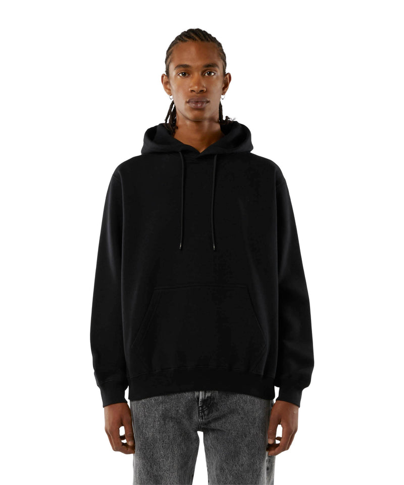 Cotton sweatshirt with a maxi logo on the hood BLACK Men 