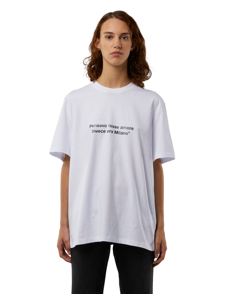 T-shirt quote "Pensavo fosse amore invece era Milano" WHITE Unisex 