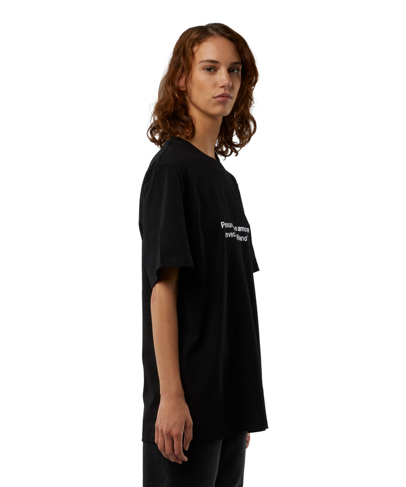 T-shirt quote "Pensavo fosse amore invece era Milano" BLACK Unisex 