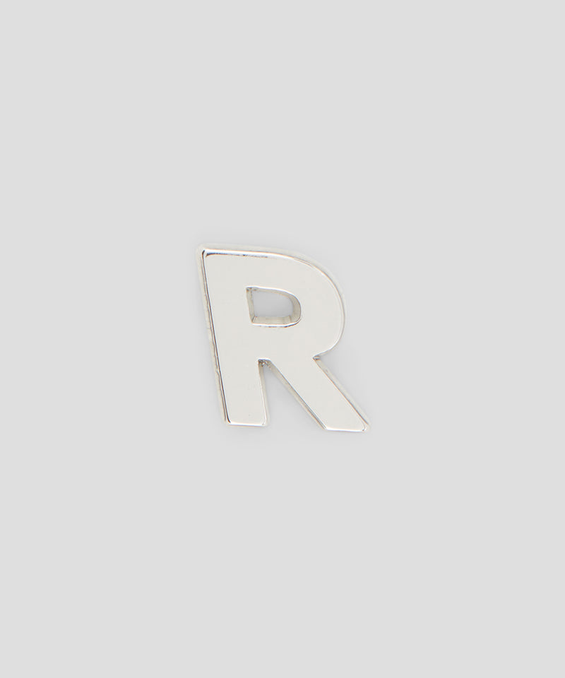 Single brass R charm SILVER Unisex 