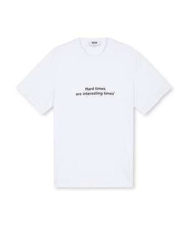 T-shirt quote "Hard times are interesting times"
