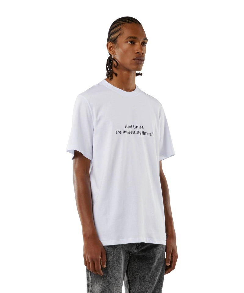 T-shirt quote "Hard times are interesting times" WHITE Unisex 
