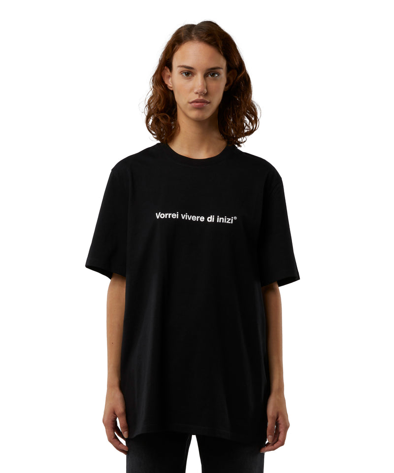 T-shirt quote "Vorrei vivere di inizi" BLACK Unisex 