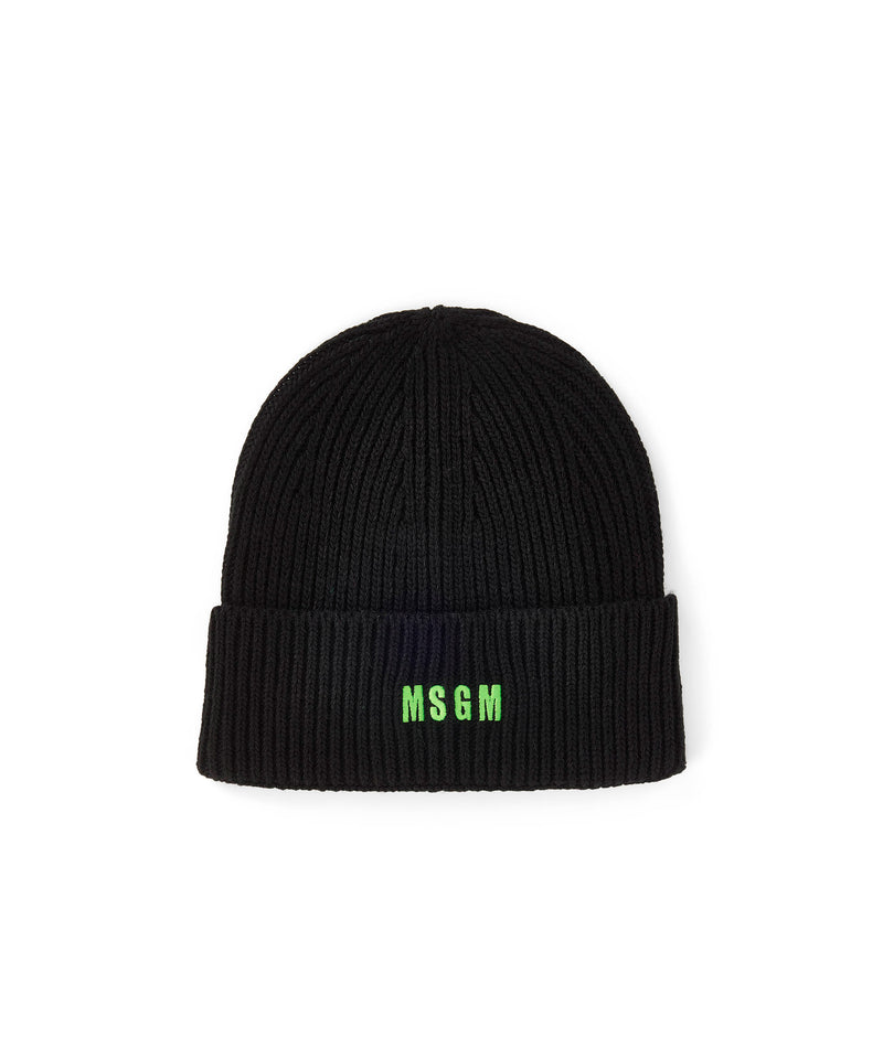 Ribbed cap with embroidered logo BLACK Unisex 