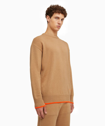 Round neck jumper in wool and cashmere