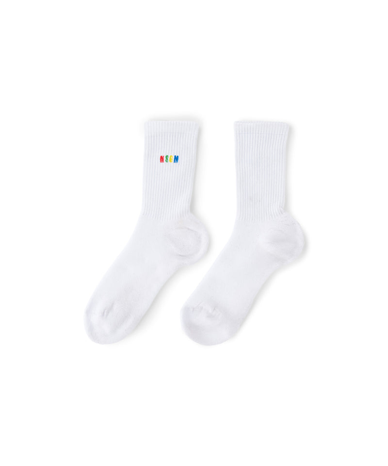 Socks with small MSGN "Rainbow" logo WHITE Men 