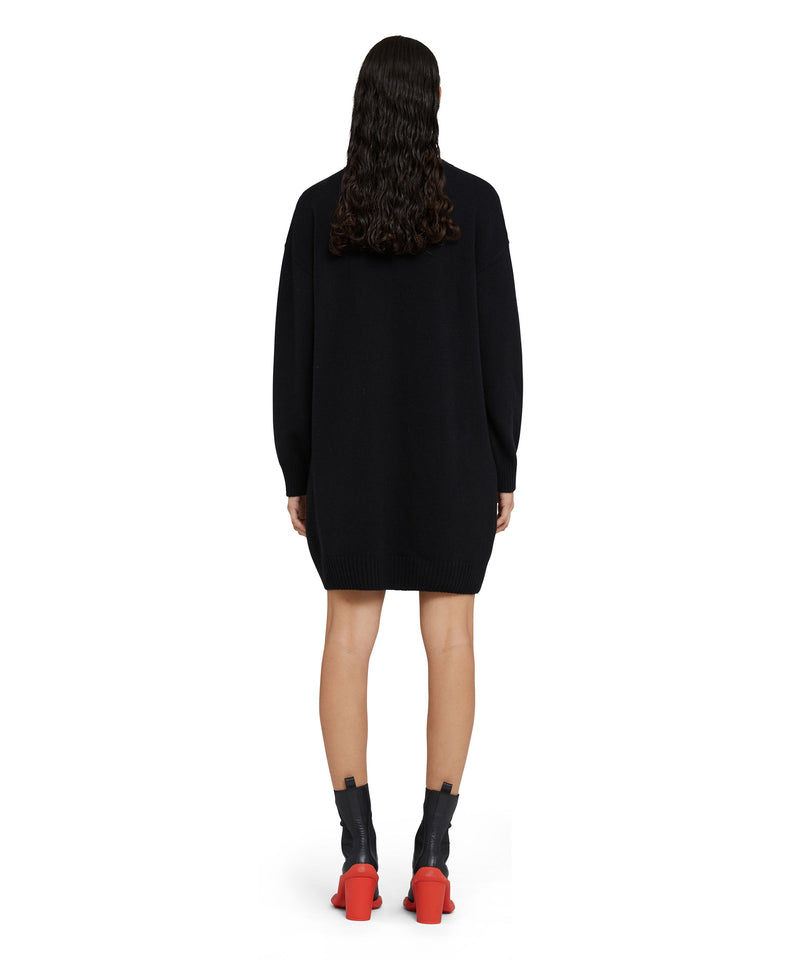 Plain cashmere jumper with V-neck BLACK Donna 