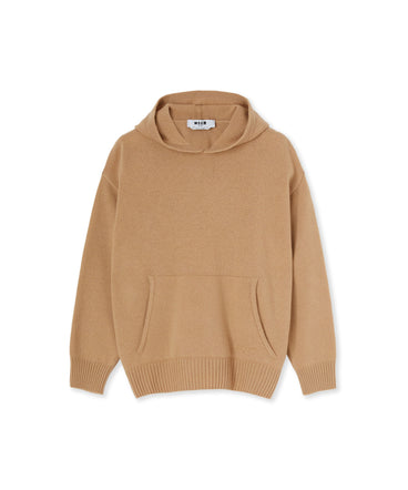 Wool and cashmere jumper with hood