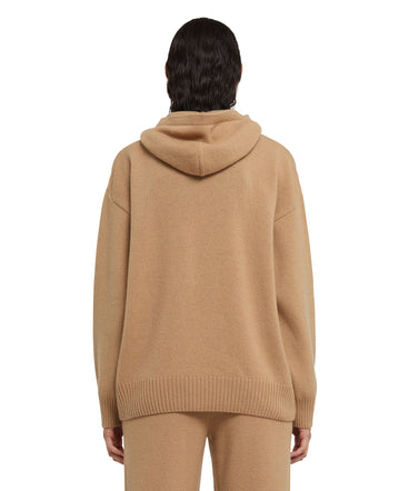 Wool and cashmere jumper with hood
