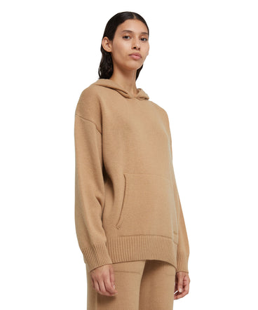 Wool and cashmere jumper with hood