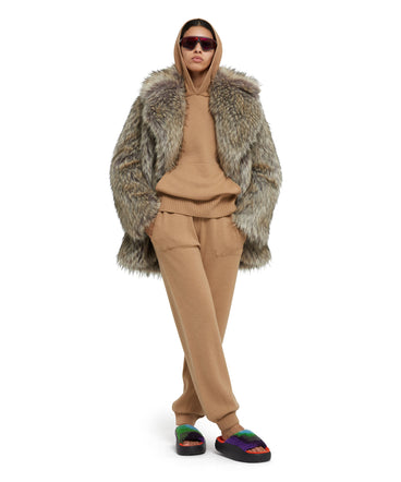 Wool and cashmere jumper with hood