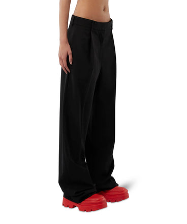 Solid-colour tailoring palazzo trousers in virgin wool