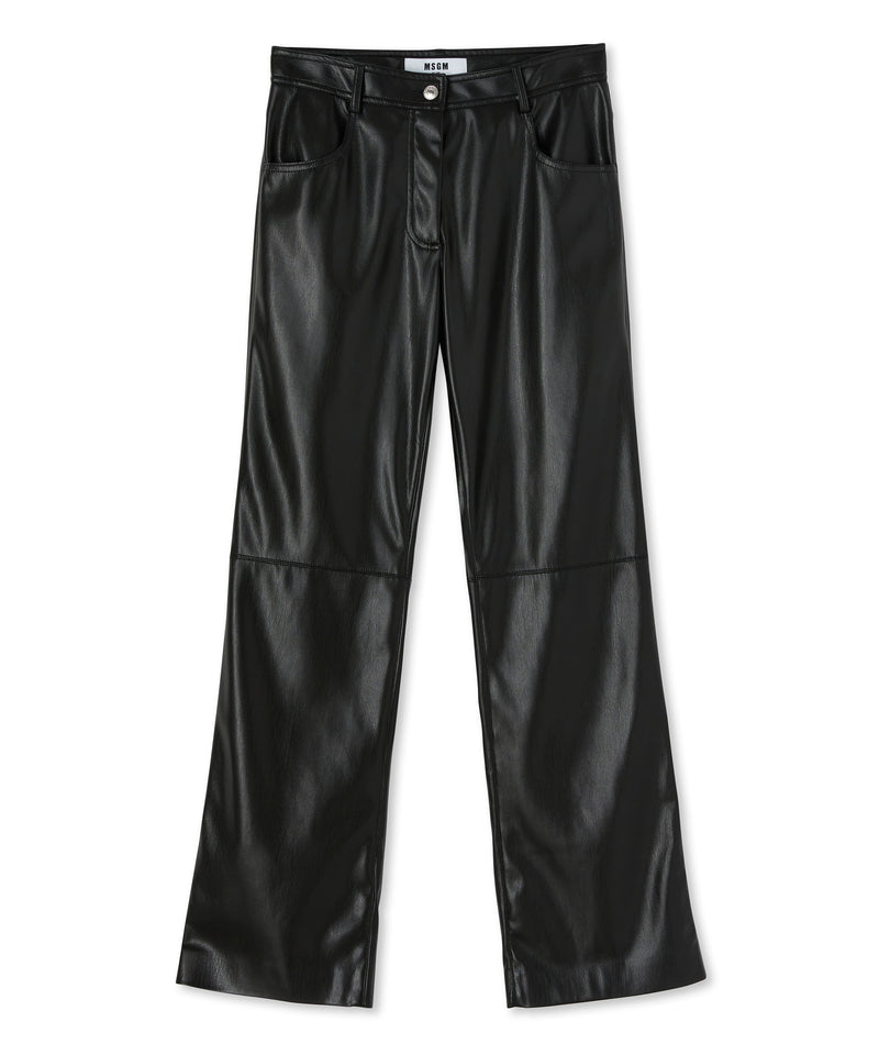 Straight leg trousers in eco leather BLACK Women 