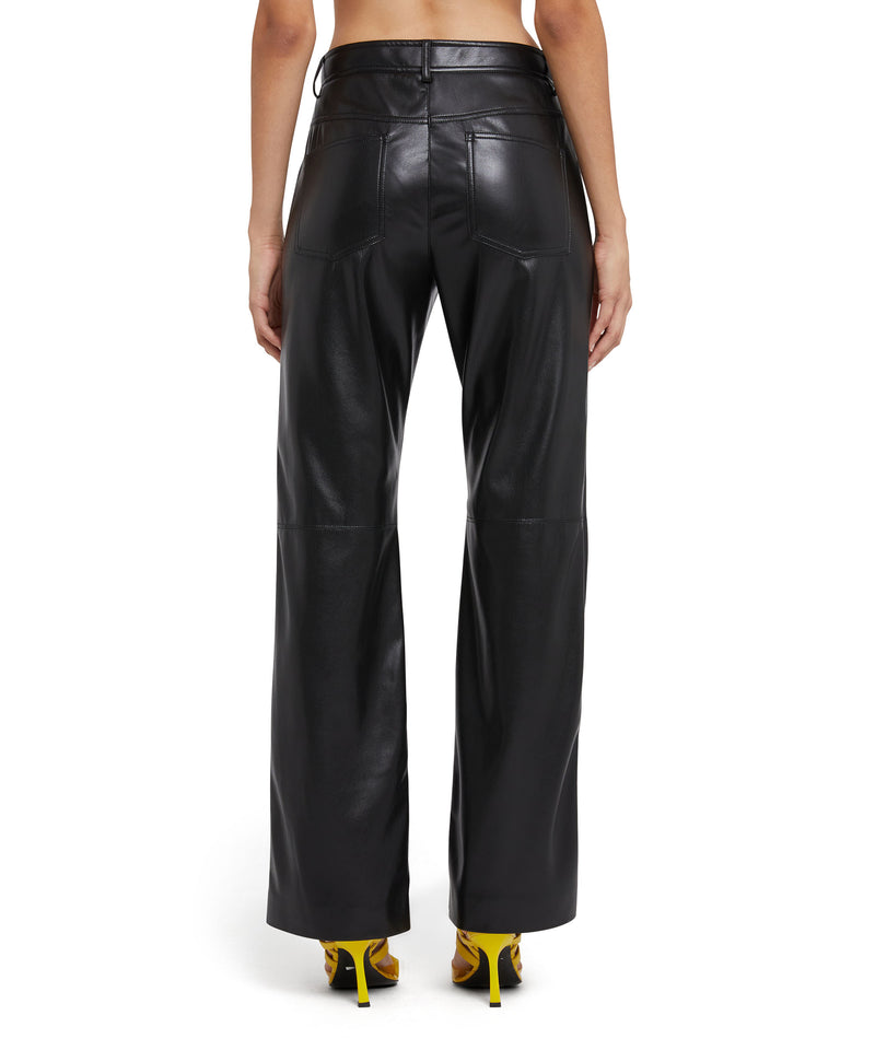 Straight leg trousers in eco leather BLACK Women 